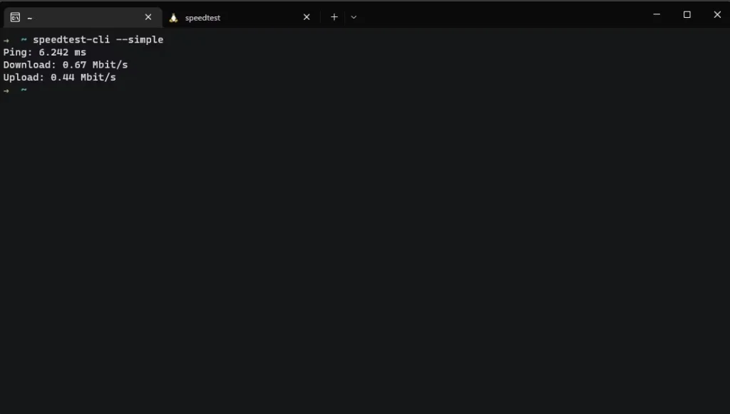 Speedtest CLI Sample Run